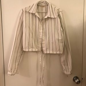 White and black strips cropped shirt from brandy